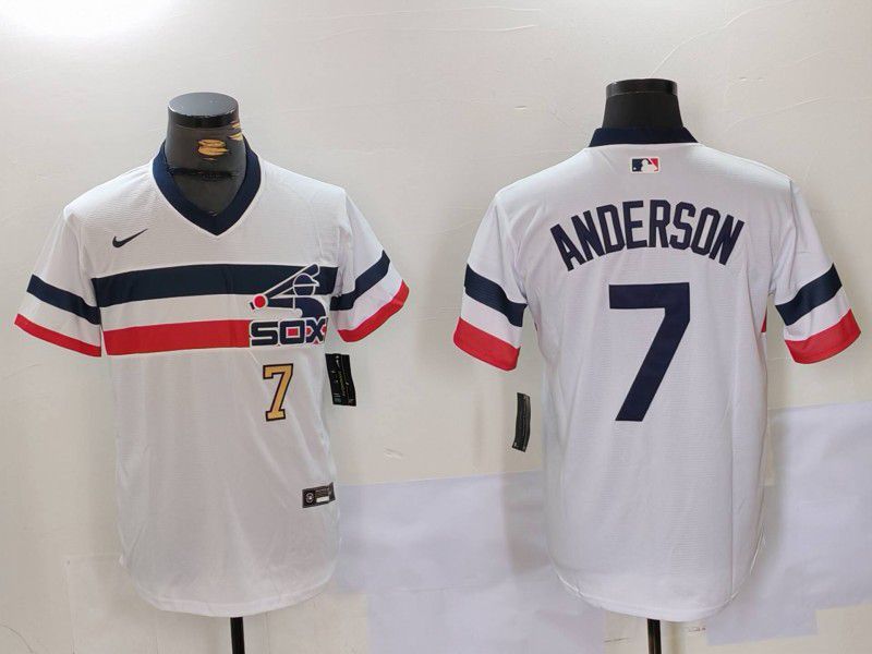 Men Chicago White Sox #7 Anderson White Throwback Game 2024 Nike MLB Jersey style 9021->chicago white sox->MLB Jersey